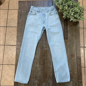 Levi's 501 Original Fit High Rise Straight Leg Jeans Ojai Lake Blue 25x29-30ish